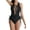 Black, variant on Women Sexy- Lace Up One Piece Swimsuit Deep Plunge V Neck High Cut Bathing Suits Beige XL