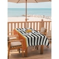 thumbnail image 3 of 60x120 Inch Outdoor Tablecloth with Umbrella Hole Zipper Rectangle Country Black Stripes Rectangular Tablecloths Waterproof Geometric Farmhouse Horizontal Striped Patio Table Cloth Cover for Picnic, 3 of 8