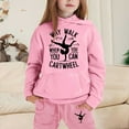 thumbnail image 2 of MuXiKeJi Clothes Girl Outfits Letter Print Long Sleeve Sport Hooded Sweatshirt Top Pocket Elastic Waist Pants Set for Girls, 2 of 5