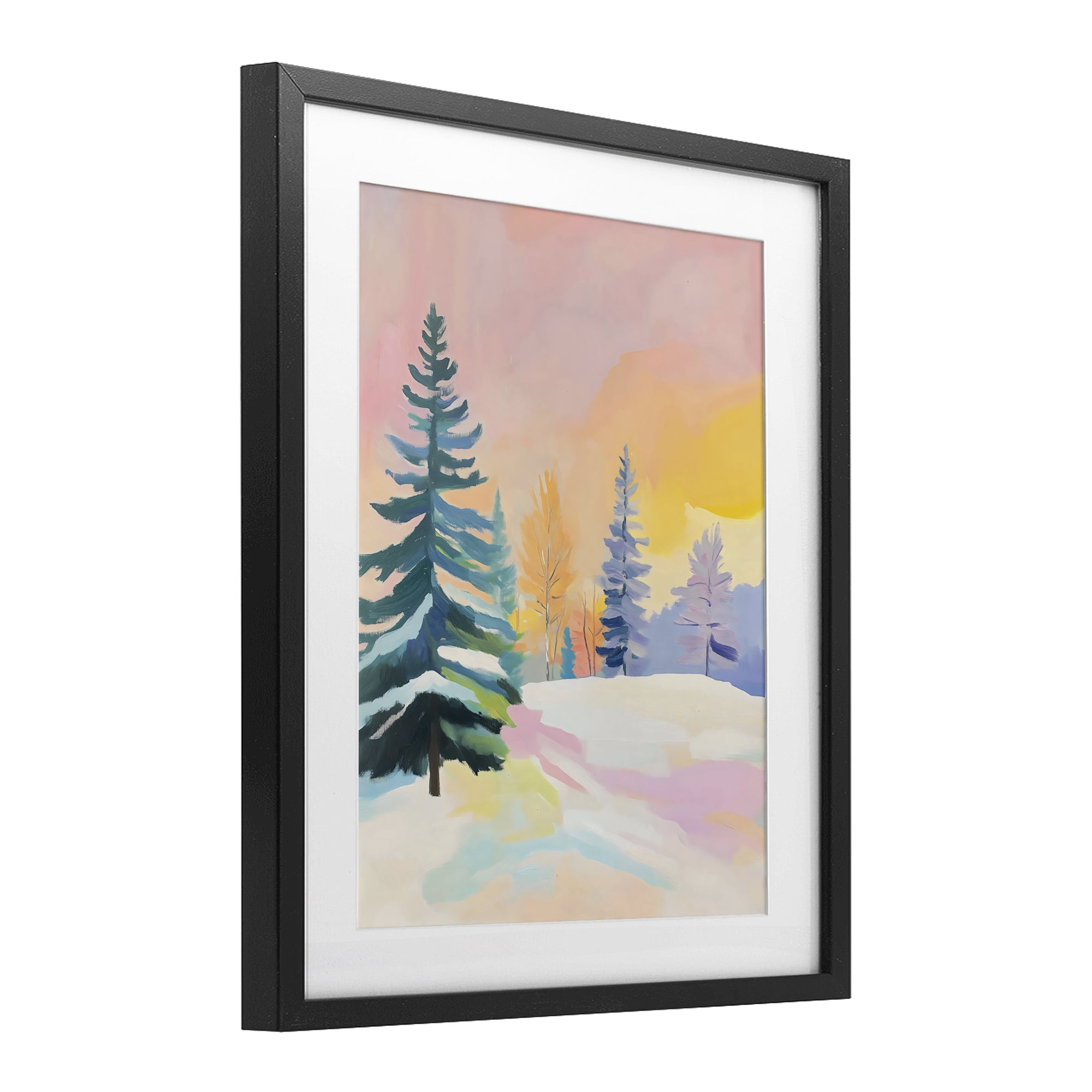 Stupell Industries Winter Forest Snowscape in Pastels Black Framed Print Under Glass, design by The Prints Vibe