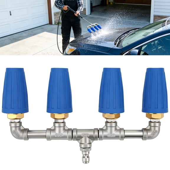 4000 PSI Pressure Washer Nozzle, EEEkit 4-in-1 360° Rotating Turbo Nozzle with 1/4 Quick Connector 2.5 Orifice Quadruple Tips
