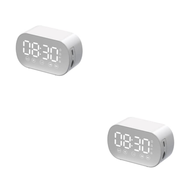 Altavoz inalámbrico Matsuzay Barra de sonido Caja de sonido Alarmas duales Despertador Radio FM portátil Reproductor Blanco 2piezas