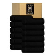 Lavish Touch 100% Cotton 2 Ply 500 GSM Kensington Pack of 80 Hand Towel - Black