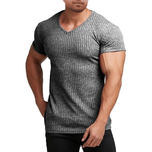 COOFANDY Men's Muscle T Shirts Stretch Short Sleeve V Neck Bodybuilding Workout Tee Shirts