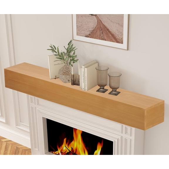 Mederlo 48"×9"×6" Rustic Wood Fireplace Mantel | Wall-Mounted & Floating Shelf for Home Decor