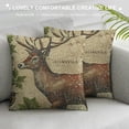 thumbnail image 3 of Qinduosi Vintage Wildlife AnimalsThrow Pillow Covers Squirrel Bear Elk Rabbit with Green Plants Cushion Cover Home Decor Square Linen Pillowcase  Set of  (Animals), 3 of 5