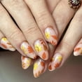 thumbnail image 2 of 24Pcs Halloween Autumn Press On Nails Almond Orange Maple Leaf Design Stick on Nails Thanksgiving Day for Women Manicure, 2 of 9