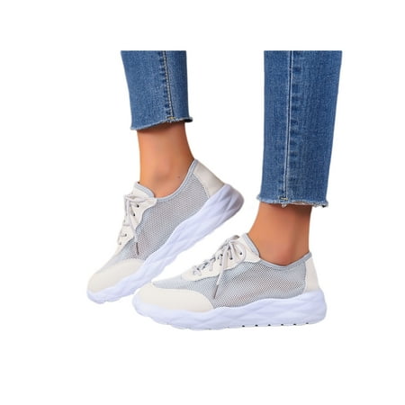 

Gomelly Women Sneakers Fitness Workout Shoes Breathable Athletic Shoe Non-Slip Flats Womens Ladies Trainers Gray 6.5