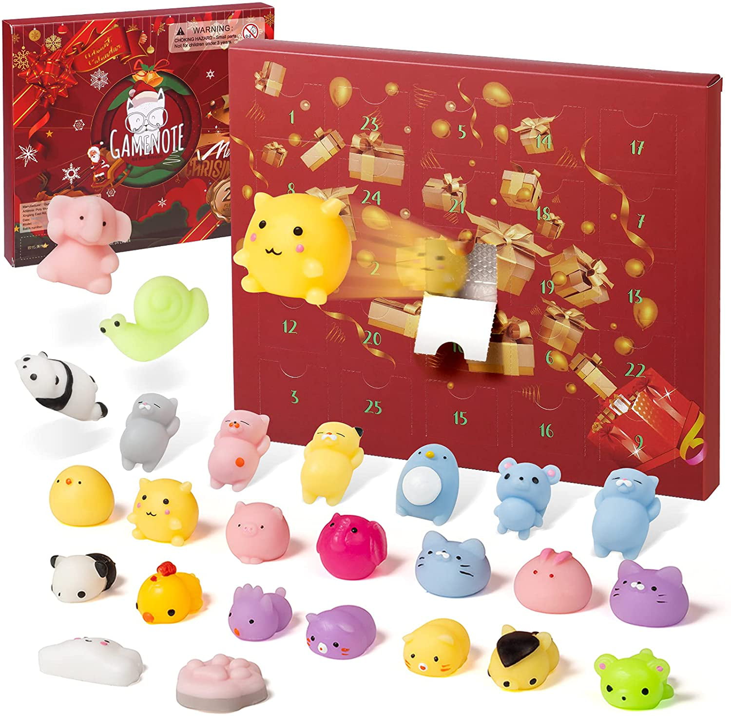 Stress Relief MOTOULAX Christmas Advent Calendar Decompression Toy Set Christmas Countdown Calendar Toy Set with 24 Cute Animal Squishies Toys