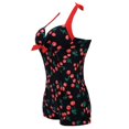 thumbnail image 3 of Plus Size Women One-Piece Swimsuit, Halterneck Bandage Swimwear, Swimming Padded Push-up Bra Swimming Bathing Suit, 3 of 4
