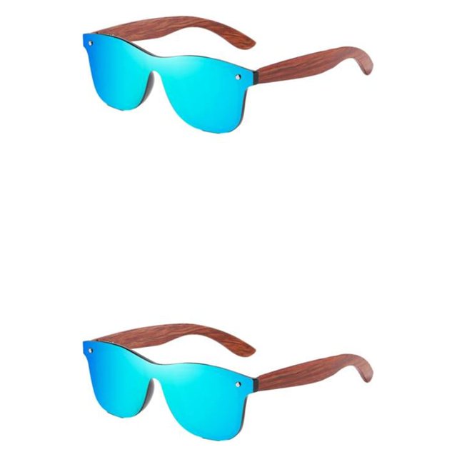 Ruiboury Lightweight Frame Protection Fashionable Comfortable Fit Unisex Wooden Men blue 2Set