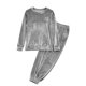 thumbnail image 5 of Conjunto de pijama de terciopelo grueso y cálido para mujer, con cuello redondo, estampado y pantalones de poliéster para invierno., 5 of 5