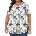 thumbnail image 4 of Pisexur Hauts de Printemps pour Femmes Blouses pour Femmes Chic Décontracté Mode pour Femmes Imprimé Col Rond Manches Courtes Plissé Ample Haut Multicolore,2TG, 4 of 6