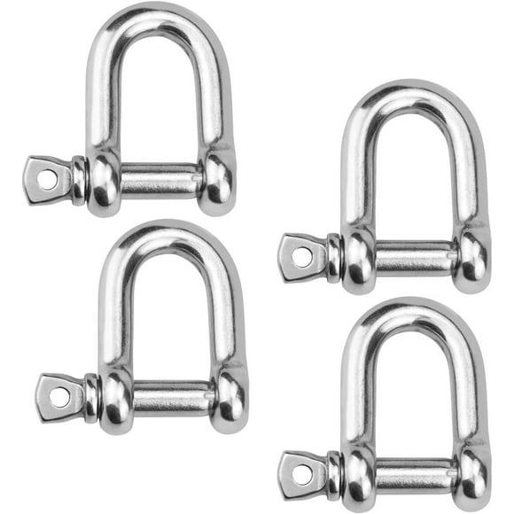 4pcs M10 stainless steel shackle, D-ring shackle, lifting shackles for heavy duty rigging winches