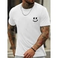 thumbnail image 1 of Smile Face Graphic Print Men's Creative Top, Casual Short Sleeve Crew Neck T-shirt, Men's Clothing For Summer Outdoor, 1 of 6