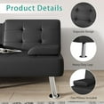 thumbnail image 3 of Homall Canapé-Lit Futon en Similicuir Canapé Moderne Convertible Inclinable Pliant avec 2 Porte-Gobelets, Noir, 3 of 7