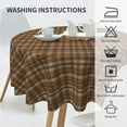 thumbnail image 5 of Round Tablecloth 60 Inch, Brown Glen Plaid Table Cloth Round Cover Comfortable Table Covers Wipe Clean Table Cover for Buffet Table, Parties, Holiday Dinner, Wedding, 5 of 8