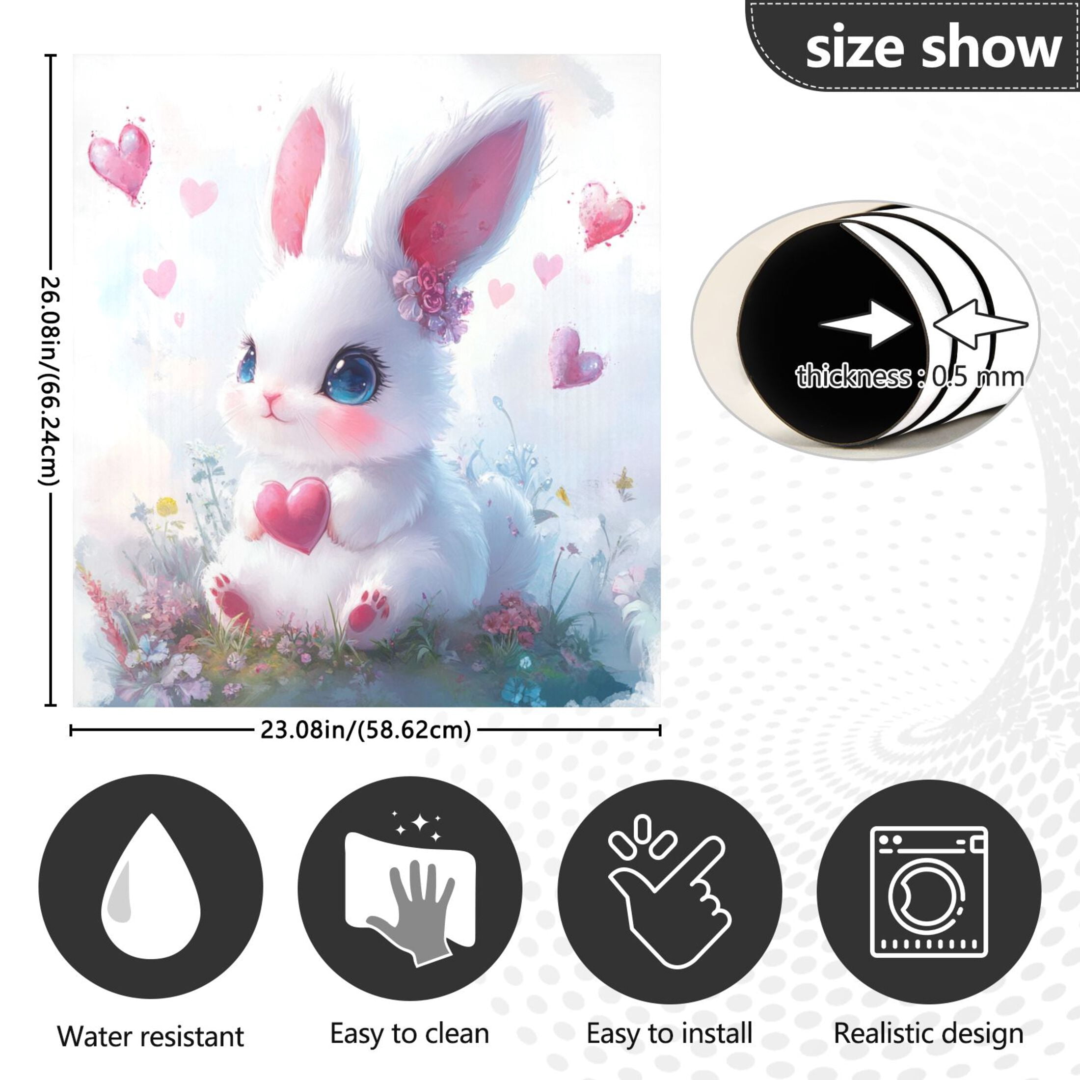 Dishwasher Magnetic Sticker 23x26 Inch Refrigerator Magnetic Sticker Washing Machine Magnetic Sticker Kitchen Panel Magnetic Sticker Home Decor Cartoon Care Rabbit