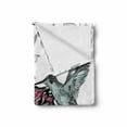thumbnail image 2 of Hummingbird Soft Flannel Fleece Throw Blanket, Orchid Flowers Bouquet and a Hummingbird Nature Wildlife Design Print, Cozy Plush for Indoor and Outdoor Use, 60" x 80", Burgundy, by Ambesonne, 2 of 6