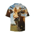 thumbnail image 2 of Lsque Daisy Flower Field Cow print Men's Cuban Collar Short Sleeve Shirt Summer Beachwear Casual Button Down Fashionable Vacation Leisure Shirt-4X-Large, 2 of 7