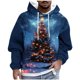thumbnail image 2 of Sudadera con capucha para hombre, estilo casual, con cuello redondo, estampado de árbol de Navidad, manga larga, blusa de poliéster, 2 of 5