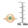 thumbnail image 3 of 10k Yellow Gold Vintage Style Genuine Round Emerald and Diamond Accent Ring, 3 of 5