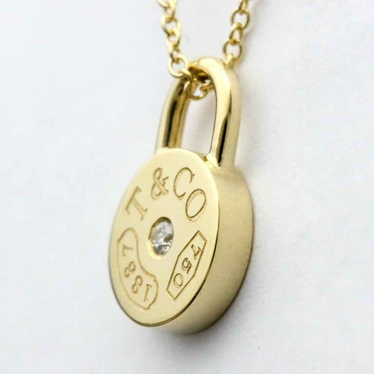 Authenticated Used Polished TIFFANY 1837 Rock Necklace Diamond 18K Yellow Gold  Pendant BF555171 