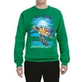 thumbnail image 2 of Swimming Sea Turtle Animal Lover Unisex Crewneck Graphic Sweatshirt, Kelly, X-Large, 2 of 3