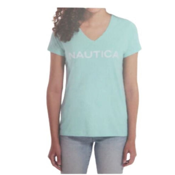 Nautica Women's Short Sleeve T-Shirt (Light Blue, X-Large)