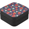 thumbnail image 3 of SKYSONIC Strawberry Travel Jewelry Box PU Leather Jewelry Organizer Ideal Gift for Women Girls, Portable Mini Jewelry Travel Case for Stud Earrings Rings Necklaces Bracelets, 3 of 7