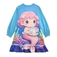 thumbnail image 2 of Casual Dresses Nightgowns Velvet Pleated design One-Piece Nightdress for Indoor Outdoor Daily Little-mermaid 3-10T, 2 of 7