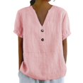 thumbnail image 2 of Tittly T Shirts for Women Spring Tops for Women Women's Fashionable Casual V Neck Short Sleeved Top T Shirt Tshirts Shirts Basic Tees Pink S, 2 of 5