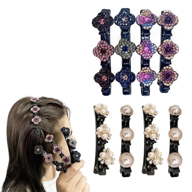 Pinza para el pelo Positivte3c, pinza para el pelo trenzada Positivte, pinzas para el pelo trenzadas con piedras de cristal brillantes, pinza para el pelo trenzada, pinzas para el pelo con diamantes d