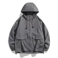 thumbnail image 2 of Mrmaere Men's UPF 50+ Sun Protection Oversized Hooded Jacket Full Zip Multi Pocket Outdoor Work Coat Dark Gray XL, 2 of 7