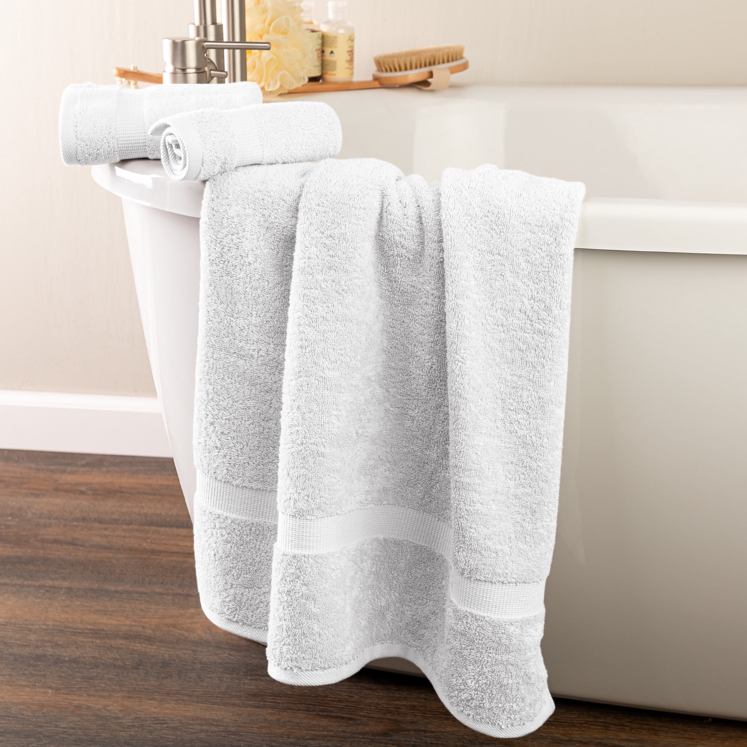 Lavish Home 6 Piece Cotton Towel Set with 2 Bath Sheets, 2 Hand Towels, and 2 Wash Cloths (White)