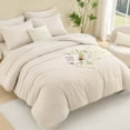 thumbnail image 2 of ANGENIA King Comforter Sets with Sheet Beige - 7 Pieces King Size Bed in a Bag, Cream Soft Fluffy All Season Solid Bed Set with Comforter, Sheets, Pillowcases & Shams, 2 of 9