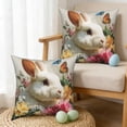thumbnail image 2 of Easter Bunny Throw Pillow Covers 18x18 Set of 2,Butterfly Floral Decorative Pillowcases for Sofa Couch Living Room, 2 of 6