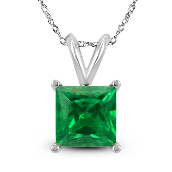 SZUL Women's 14K White Gold 4MM Square Emerald Pendant
