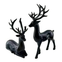 FastXmas Christmas Reindeer Figurines, 2pcs Nordic Style Elk Resin Sitting Standing Deer Statues for Ornaments Living Room TV Cabinet Wine Cabinet Gifts Home Office Décor
