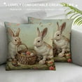 thumbnail image 3 of Nawypu Pillow Protector Vintage Easter Bunnies Eggs Throw Pillow Case Cushion Cover Happy Easter Rabbit Spring Flower Holiday Cute Throw Pillows Zipper Pillowcase for Bedroom Living Room, 3 of 5