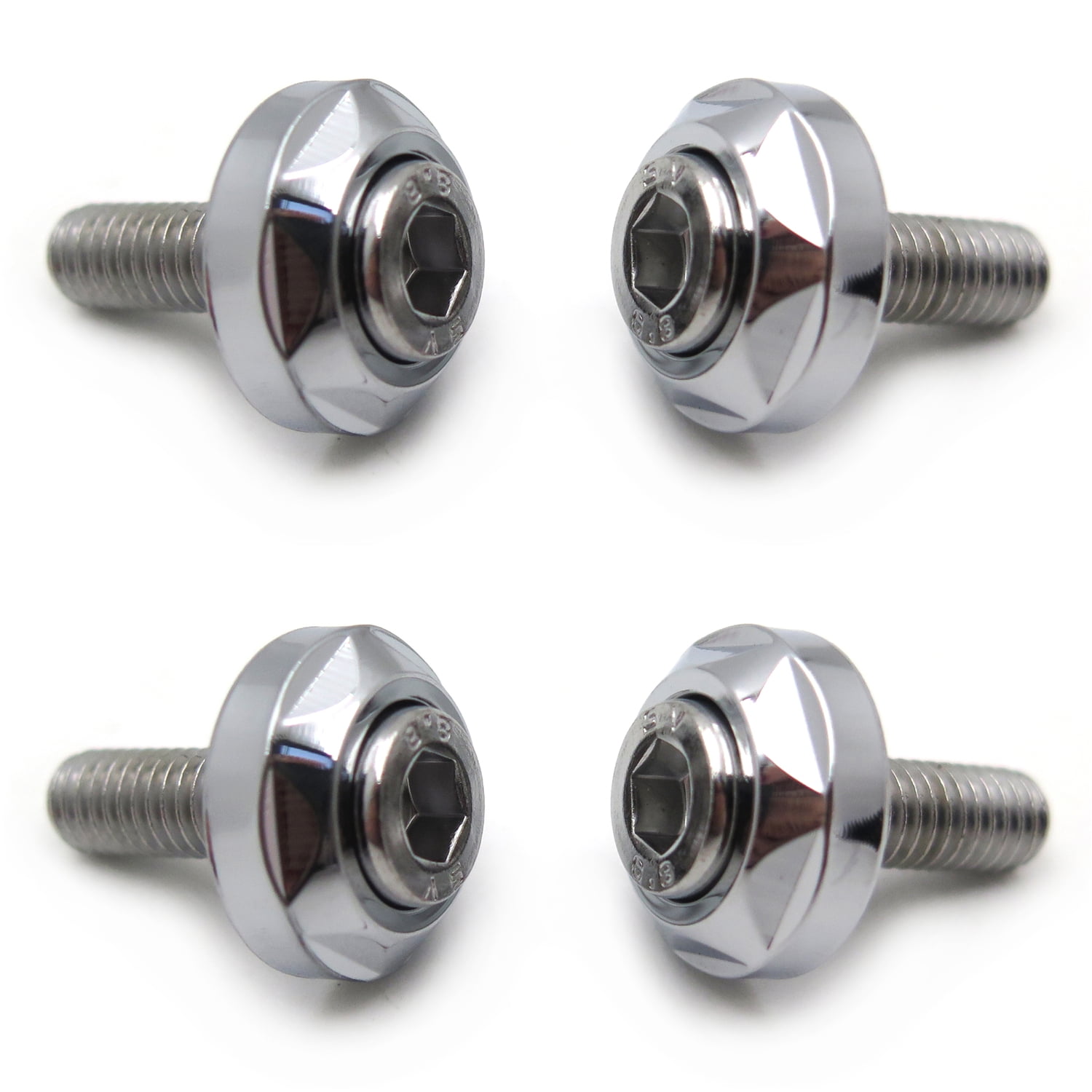 HTTMT 4Pcs 6mm Thread Dia Aluminum Alloy Decorative License Plate Bolt