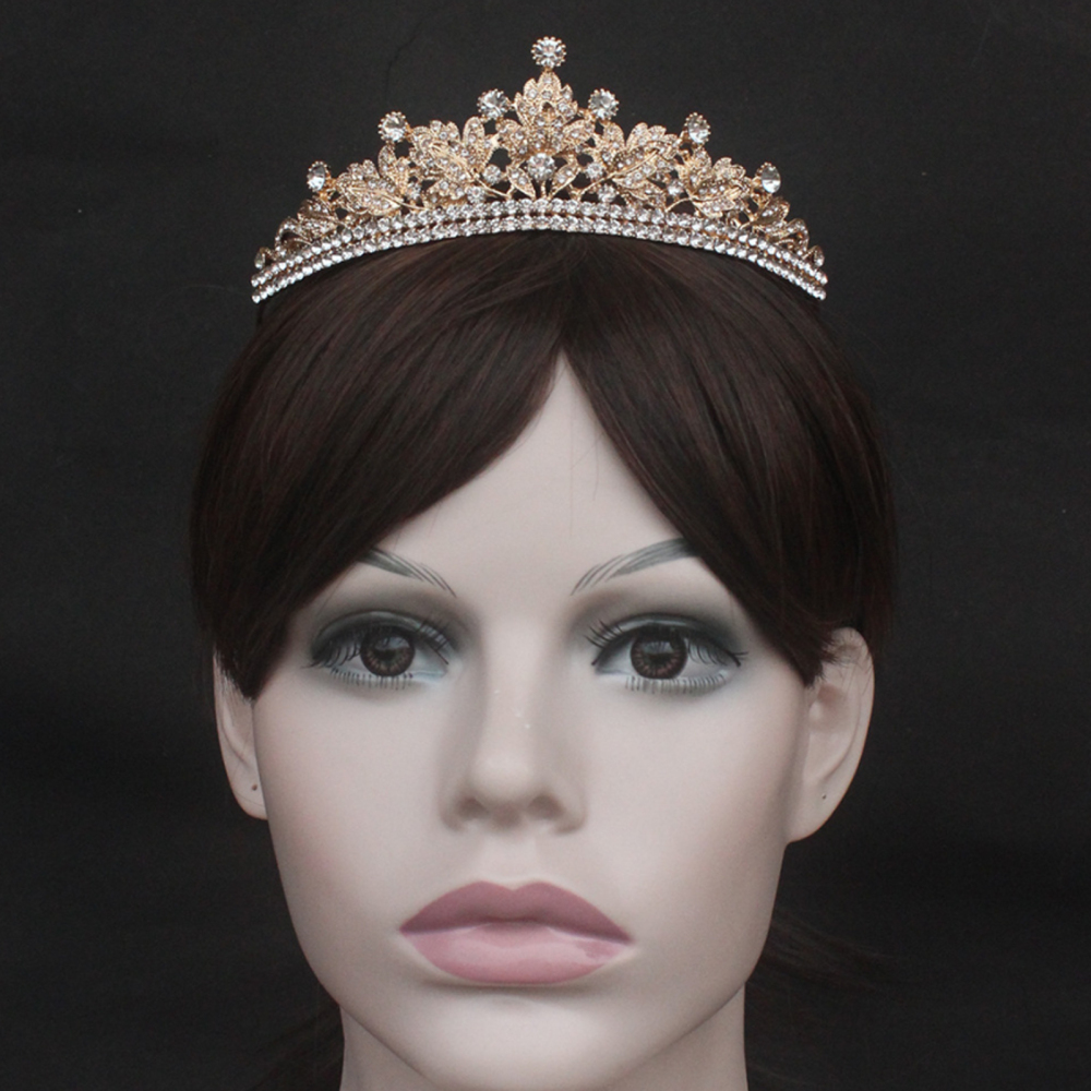 Women Crowns Party Prop Elegant Crowns with White Rhinestones for