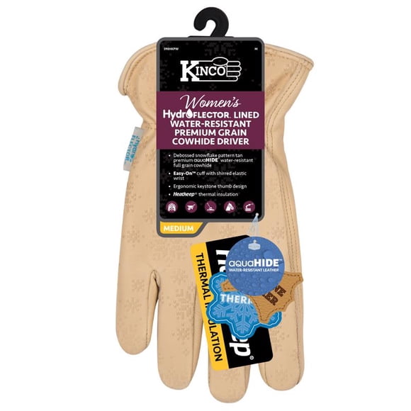 Guantes Kinco HydroFlector M con forro de piel de vacuno para mujer