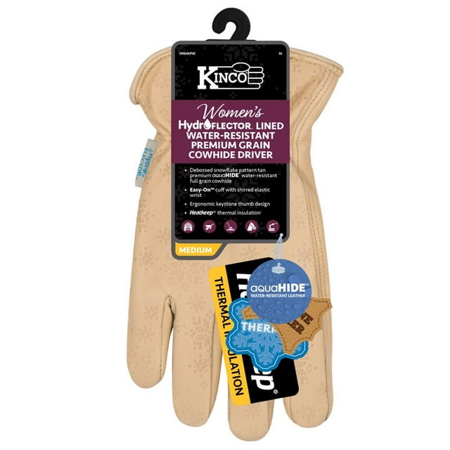 Guantes Kinco HydroFlector M con forro de piel de vacuno para mujer