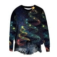thumbnail image 5 of Craaazy Women's Christmas Colorful Print Shirts Round Neck Loose Long Sleeve Sweatshirt Top Gifts, 5 of 5