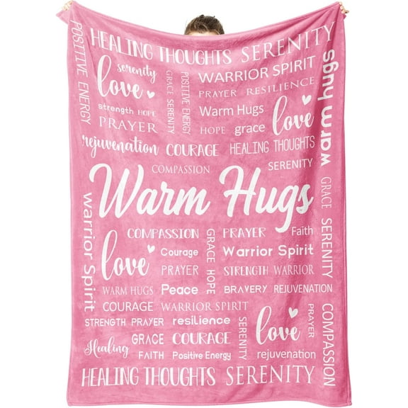 Afterprints Warm Hugs Healing Blanket Breast Cancer Gifts for Women Get Well Soon Cancer Care Feel Better Think of You Sympathy Gift for Friend Sister Soft Comfort Throw Blankets 50" x 60"