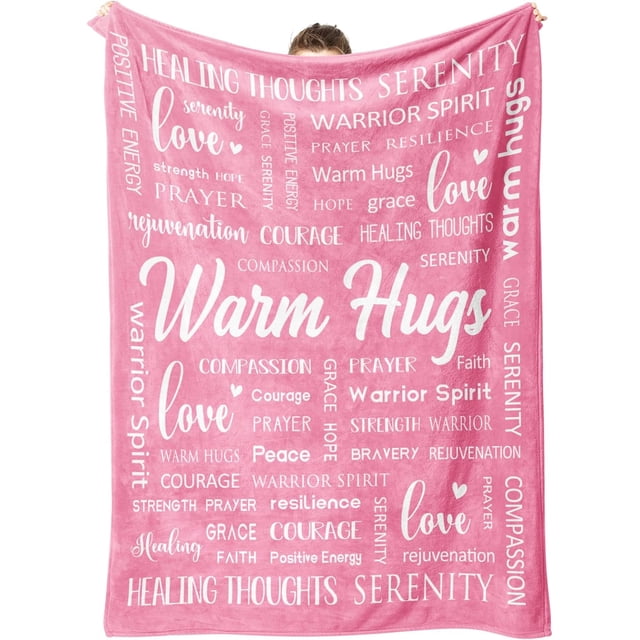 LHSHID Warm Hugs Healing Blanket Breast Cancer Gifts for Women Get Well Soon Feel Better Gifts for Women Patient Sympathy Gift for Friend Sister Soft Comfort Throw Blankets 30"x40"
