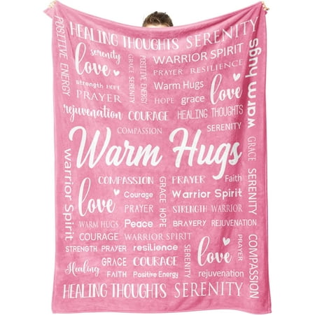Warm Hugs Healing Blanket – Breast Cancer Gifts for Women Get Well Soon Feel Better Gifts for Women Patient Think of You Sympathy Gift for Friend Sister Soft Comfort Throw Blankets 50 x 60