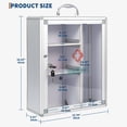 thumbnail image 2 of Large Wall Mounted Lockable Medicine Cabinet for Bathroom – Metal Construction, Handle & Combo Lock – Portable First Aid Storage, Includes Sticker – Silver – SY019-3, 2 of 7
