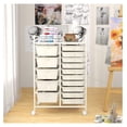 thumbnail image 2 of Rolling Cart with 15 Drawers, Rolling Drawer Organizer Cart w/Lockable Wheels, Removable & 2-Sized Storage Drawers, Art Cart for School Home Art Supplies File Scrapbook, 2 of 8
